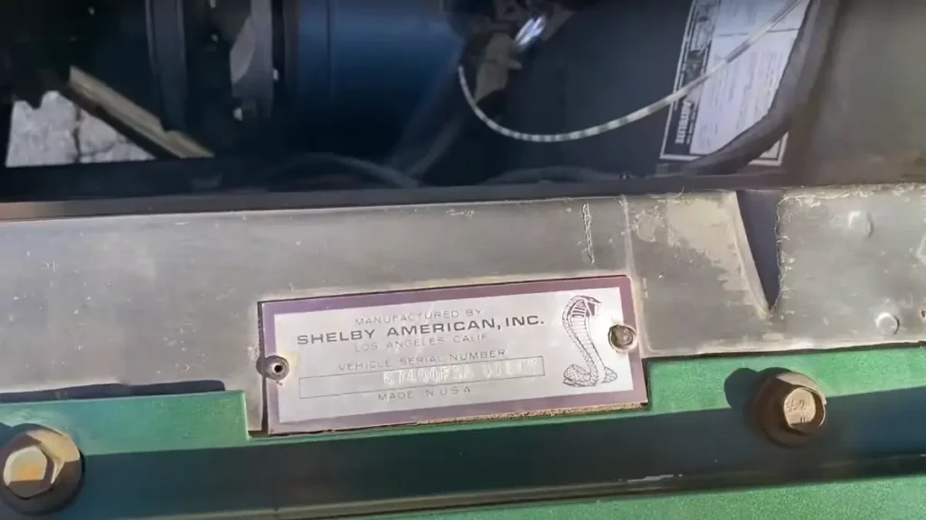 VIN tag van 1967 Shelby GT500
